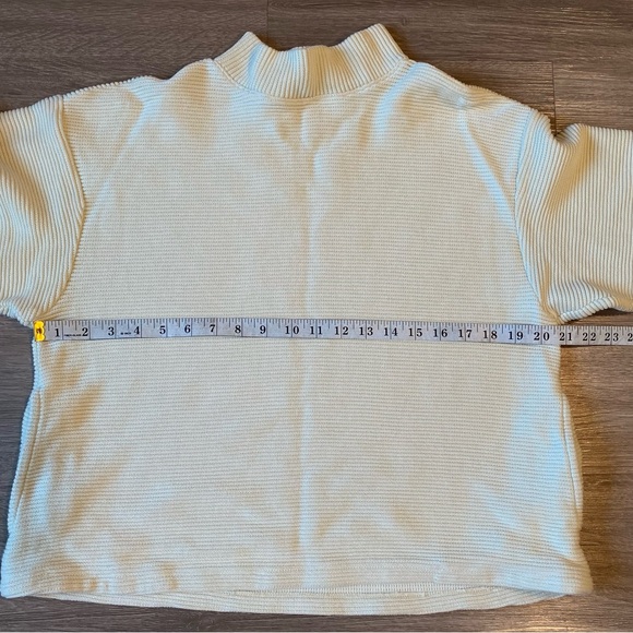 Madewell Knit Sweater ribbed cream mock neck with pockets 100% cotton size S - Picture 5 of 6
